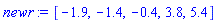 [-1.9, -1.4, -.4, 3.8, 5.4]