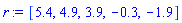 [5.4, 4.9, 3.9, -.3, -1.9]