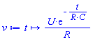 proc (t) options operator, arrow, function_assign; U*exp(-t/(R*C))/R end proc