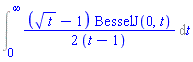 Int((1/2)*(t^(1/2)-1)*BesselJ(0, t)/(t-1), t = 0 .. infinity)