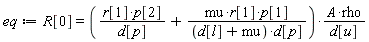 eq := R[0] = (r[1]*p[2]/d[p]+mu*r[1]*p[1]/((d[l]+mu)*d[p]))*A*rho/d[u]