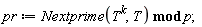 pr := `mod`(Nextprime(T^k, T), p)