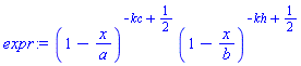 (1-x/a)^(-kc+1/2)*(1-x/b)^(-kh+1/2)