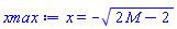 x = -(2*M-2)^(1/2)