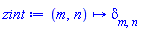 proc (m, n) options operator, arrow; Physics:-KroneckerDelta[m, n] end proc