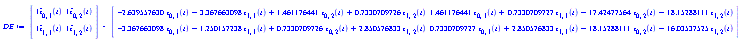 `Array(0..1, 1..2, {(0, 2) = \`*\`(I, \`*\`(diff(z[0, 1](t), t))), (1, 1) = \`*\`(I, \`*\`(diff(z[0, 1](t), t))), (1, 2) = \`*\`(I, \`*\`(diff(z[1, 1](t), t)))})` = `Array(0..1, 1..2, {(0, 2) = \`+\`(\`-\`(\`*\`(2.639557630, \`*\`(z[0, 1](t)))), \`-\`(\`*\`(3.367663098, \`*\`(z[1, 1](t)))), \`*\`(1.461176441, \`*\`(z[0, 2](t))), \`*\`(.7330709726, \`*\`(z[1, 2](t)))), (1, 1) = \`+\`(\`-\`(\`*\`(2.639557630, \`*\`(z[0, 1](t)))), \`-\`(\`*\`(3.367663098, \`*\`(z[1, 1](t)))), \`*\`(1.461176441, \`*\`(z[0, 2](t))), \`*\`(.7330709726, \`*\`(z[1, 2](t)))), (1, 2) = \`+\`(\`-\`(\`*\`(3.367663098, \`*\`(z[0, 1](t)))), \`-\`(\`*\`(1.250157238, \`*\`(z[1, 1](t)))), \`*\`(.7330709726, \`*\`(z[0, 2](t))), \`*\`(2.850576833, \`*\`(z[1, 2](t))))})`