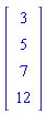 Vector(4, {(1) = 3, (2) = 5, (3) = 7, (4) = 12})