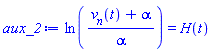 ln((v[n](t)+alpha)/alpha) = H(t)
