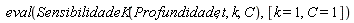 eval(SensibilidadeK(Profundidade, t, k, C), [k = 1, C = 1])