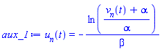u[n](t) = -ln((v[n](t)+alpha)/alpha)/beta