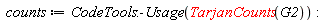 counts := CodeTools:-Usage(TarjanCounts(G2))