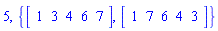 5, {Vector[row](5, {(1) = 1, (2) = 3, (3) = 4, (4) = 6, (5) = 7}), Vector[row](5, {(1) = 1, (2) = 7, (3) = 6, (4) = 4, (5) = 3})}