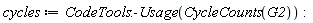 cycles := CodeTools:-Usage(CycleCounts(G2))