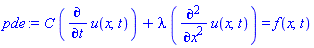 C*(diff(u(x, t), t))+lambda*(diff(diff(u(x, t), x), x)) = f(x, t)