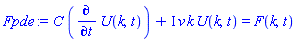 C*(diff(U(k, t), t))+I*v*k*U(k, t) = F(k, t)