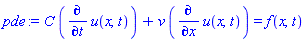 C*(diff(u(x, t), t))+v*(diff(u(x, t), x)) = f(x, t)