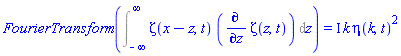 FourierTransform(Int(zeta(x-z, t)*(diff(zeta(z, t), z)), z = -infinity .. infinity)) = I*k*eta(k, t)^2