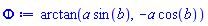 arctan(a*sin(b), -a*cos(b))