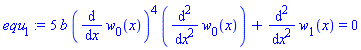 5*b*(diff(w[0](x), x))^4*(diff(diff(w[0](x), x), x))+diff(diff(w[1](x), x), x) = 0