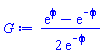 (1/2)*(exp(phi)-exp(-phi))/exp(-phi)