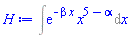 Int(exp(-beta*x)*x^(5-alpha), x)