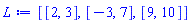 [[2, 3], [-3, 7], [9, 10]]