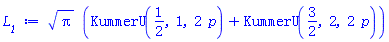 Pi^(1/2)*(KummerU(1/2, 1, 2*p)+KummerU(3/2, 2, 2*p))