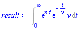 Int(exp(n*t)*exp(-t/v)*v, t = 0 .. infinity)