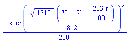 (9/200)*sech((1/812)*1218^(1/2)*(X+Y-(203/100)*t))^2