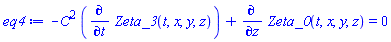 -C^2*(diff(Zeta_3(t, x, y, z), t))+diff(Zeta_0(t, x, y, z), z) = 0