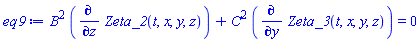 B^2*(diff(Zeta_2(t, x, y, z), z))+C^2*(diff(Zeta_3(t, x, y, z), y)) = 0
