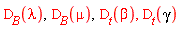 D[B](lambda), D[B](mu), D[t](beta), D[t](gamma)