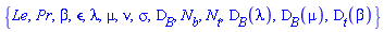 {Le, Pr, beta, epsilon, lambda, mu, nu, sigma, D[B], N[b], N[t], D[B](lambda), D[B](mu), D[t](beta)}
