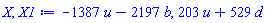 -1387*u-2197*b, 203*u+529*d