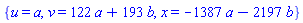{u = a, v = 122*a+193*b, x = -1387*a-2197*b}