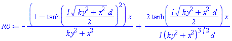 -(1-tanh((1/2)*l*(k*y^2+x^2)^(1/2)*d)^2)*x/(k*y^2+x^2)+2*tanh((1/2)*l*(k*y^2+x^2)^(1/2)*d)*x/(l*(k*y^2+x^2)^(3/2)*d)