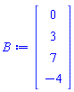 Vector(4, {(1) = 0, (2) = 3, (3) = 7, (4) = -4})