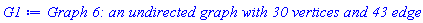 GRAPHLN(undirected, unweighted, [1, 2, 3, 4, 5, 6, 7, 8, 9, 10, 11, 12, 13, 14, 15, 16, 17, 18, 19, 20, 21, 22, 23, 24, 25, 26, 27, 28, 29, 30], Array(1..30, {(1) = {}, (2) = {3, 23}, (3) = {2, 15, 17}, (4) = {7, 19, 20, 23, 30}, (5) = {12}, (6) = {8}, (7) = {4, 25, 26, 30}, (8) = {6, 25}, (9) = {17, 21, 23}, (10) = {17, 20}, (11) = {13, 21}, (12) = {5, 22, 25, 26}, (13) = {11, 24}, (14) = {19}, (15) = {3, 24, 25}, (16) = {20, 21, 27}, (17) = {3, 9, 10}, (18) = {21, 22, 23}, (19) = {4, 14, 29}, (20) = {4, 10, 16}, (21) = {9, 11, 16, 18, 28, 30}, (22) = {12, 18, 26}, (23) = {2, 4, 9, 18}, (24) = {13, 15, 25, 26}, (25) = {7, 8, 12, 15, 24}, (26) = {7, 12, 22, 24, 28}, (27) = {16, 29}, (28) = {21, 26}, (29) = {19, 27}, (30) = {4, 7, 21}}), `GRAPHLN/table/29`, 0)