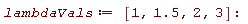 lambdaVals := [1, 1.5, 2, 3]