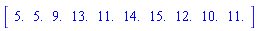 Vector[row]([5., 5., 9., 13., 11., 14., 15., 12., 10., 11.])