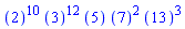 ``(2)^10*``(3)^12*``(5)*``(7)^2*``(13)^3