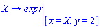 proc (X) options operator, arrow; eval(expr, [x = X, y = 2]) end proc