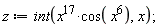 z := int(x^17*cos(x^6), x)