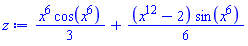 (1/3)*x^6*cos(x^6)+(1/6)*(x^12-2)*sin(x^6)