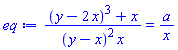 ((y-2*x)^3+x)/((y-x)^2*x) = a/x