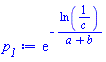 exp(-ln(1/c)/(a+b))