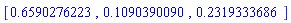 [.6590276223, .1090390090, .2319333686]