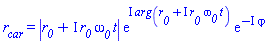 r__car = abs(r__0+I*r__0*omega__0*t)*exp(I*argument(r__0+I*r__0*omega__0*t))*exp(-I*varphi)
