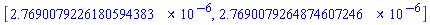 [0.27690079226180594383e-5, 0.27690079264874607246e-5]