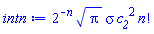 2^(-n)*Pi^(1/2)*sigma*c__2^2*factorial(n)